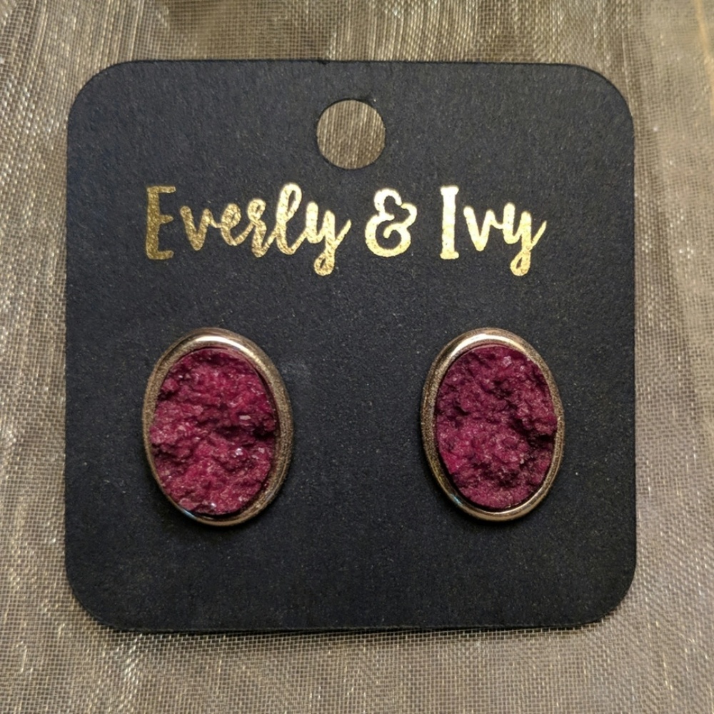 Maroon Druzy studs